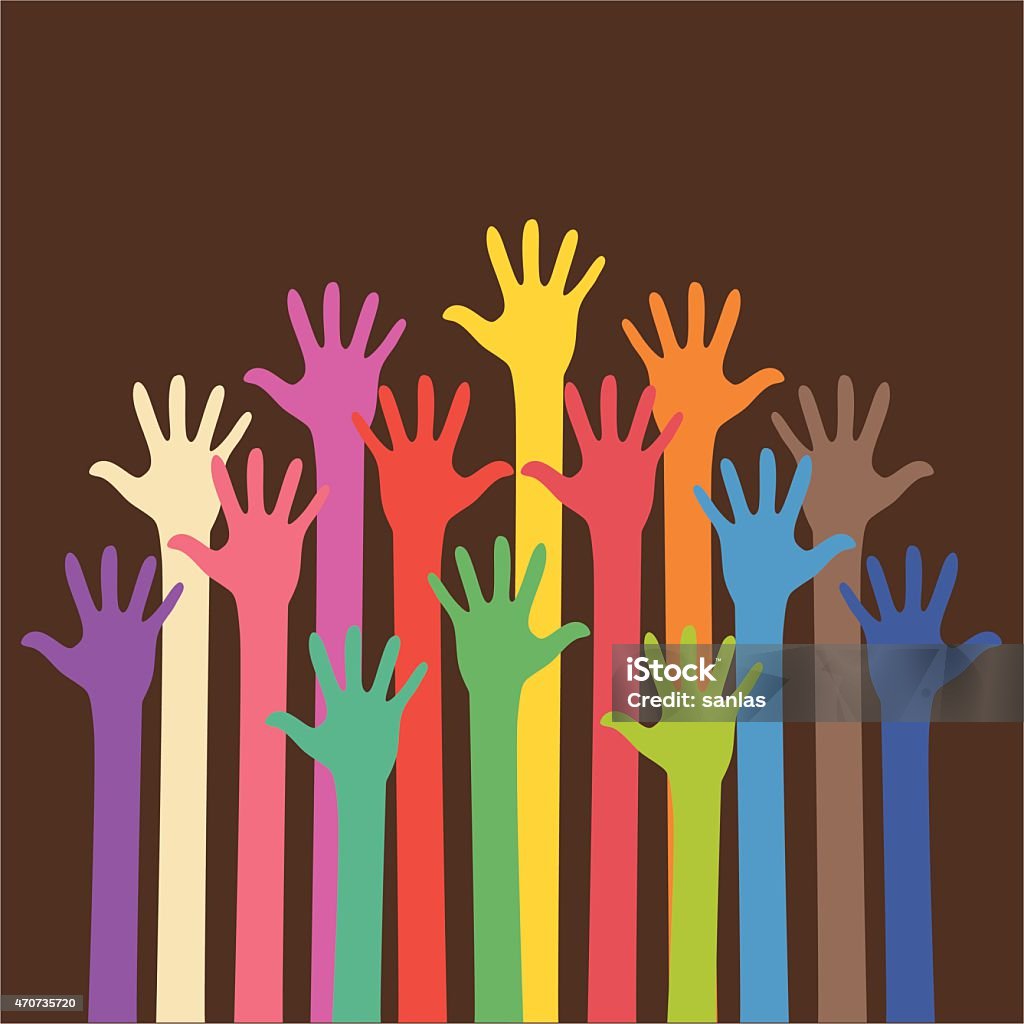 Color Full Up Hand Colorful Up Hands Stock Illustration - Download Image Now - 2015, Art ...