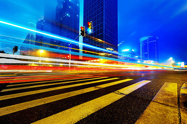 istock light trails on the modern building background in shanghai 470735995