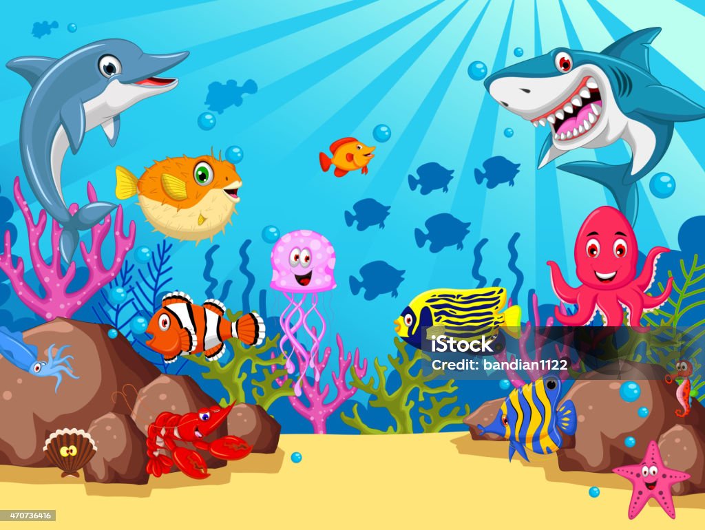 Set Of Sea Animals Cartoon Stock Illustration - Download Image Now - Sea  Life, Cartoon, Sea - iStock