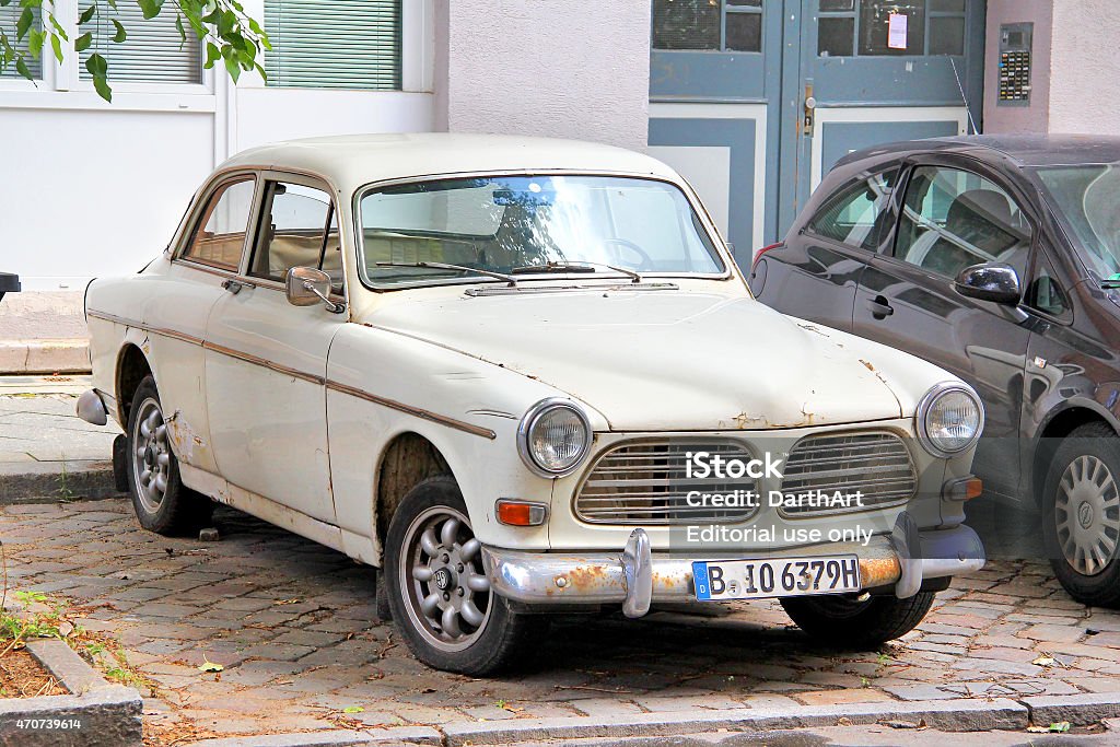 Volvo Amazon Berlin, Germany - August 12, 2014: Swedish retro car Volvo Amazon parked near the museum of vintage cars Classic Remise. Old Stock Photo