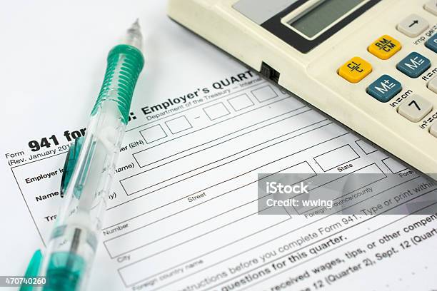 United States 941 Employer Tax Form Stock Photo - Download Image Now - Form - Document, Tax Form, 2015