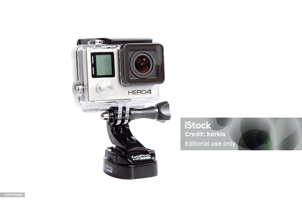 GoPro Hero 4 Black Adventure Osnabrueck, Germany - April 19, 2015: GoPro Hero 4 Black Adventure isolated on white, screen shut off GoPro - Brand-name Stock Photo