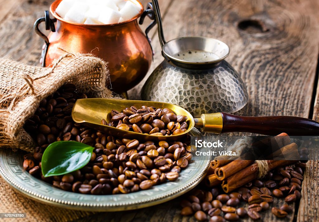 Black coffee black coffee beans and a cup of expansions in the composition 2015 Stock Photo