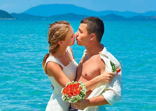 istock Just married couple sharing romantic moment 470744102