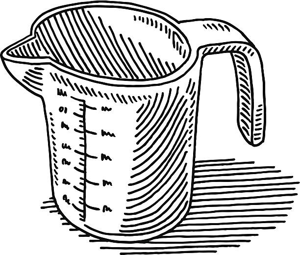 Measuring Cup Drawing Hand-drawn vector drawing of a Measuring Cup. Black-and-White sketch on a transparent background (.eps-file). Included files are EPS (v10) and Hi-Res JPG. dry measure stock illustrations