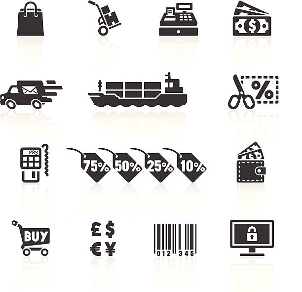 шоппинг & электронной коммерции икон 2 - cutting scissors currency dollar stock illustrations