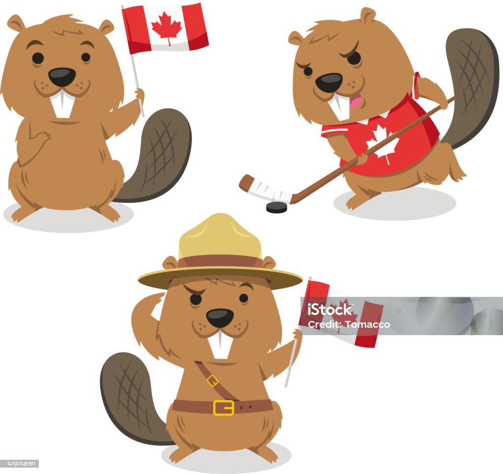 Canadian Beaver tenant Drapeau jockey Association de scoutisme toujours prêt - clipart vectoriel de Castor - Rongeur libre de droits