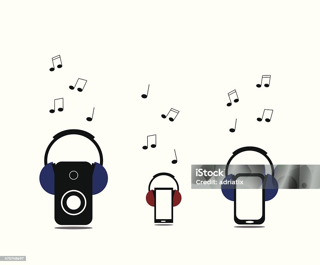 Fones de ouvido e música - Vetor de Adulação royalty-free