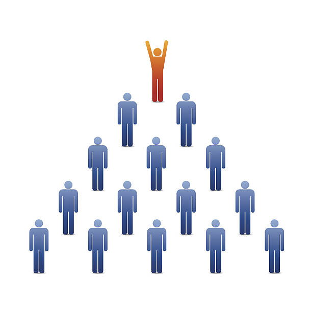 pyramid of ludzie ikony z liderem na górze - orange people men standing out from the crowd stock illustrations