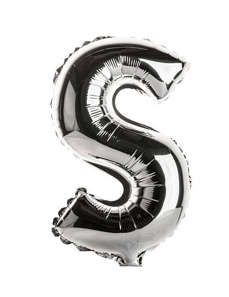 istock Chrome balloon font part of full set upper case, S 470750204