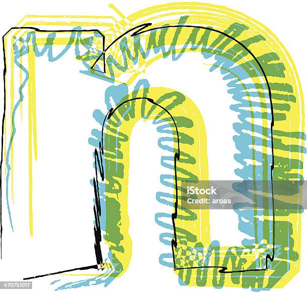 수작업 서체가 알파벳 N 거친에 대한 스톡 벡터 아트 및 기타 이미지 - 거친, 교육, 그래피티