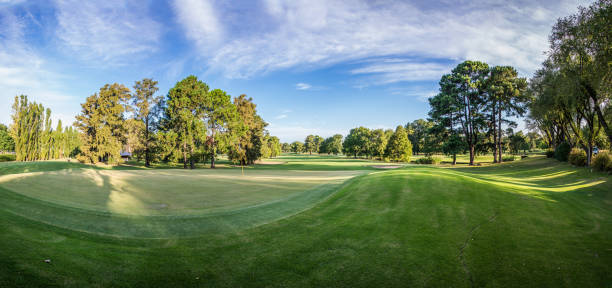 istock Huge Panorama of beautiful golf course landscape. 470751054