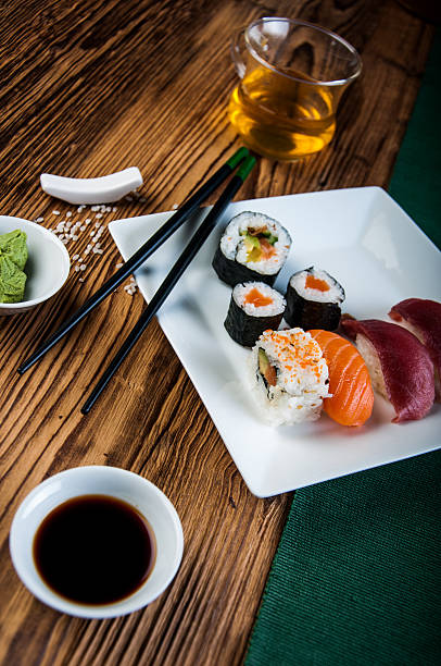 istock Tasty, fresh and healthy sushi set 470751135