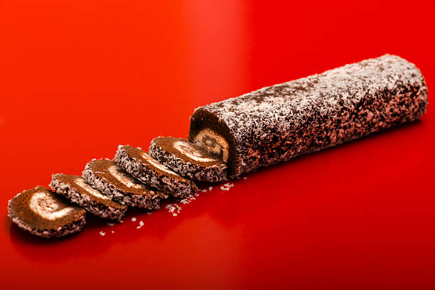 castanho biscoito de chocolate e bolo de coco açúcar - biscuit brown cake unhealthy eating imagens e fotografias de stock