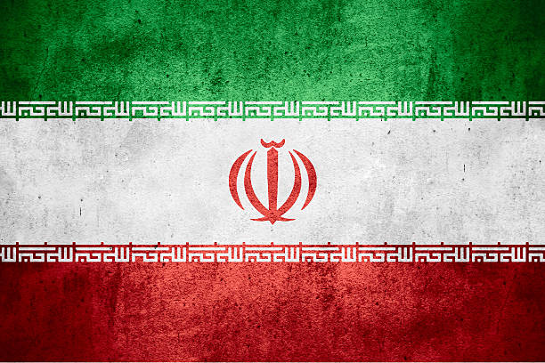 flag of Iran or Iranian banner on rough pattern texture background