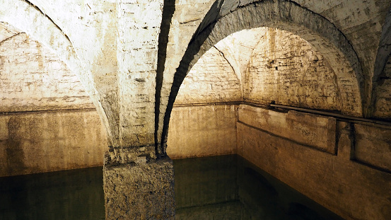Old historical underground water well