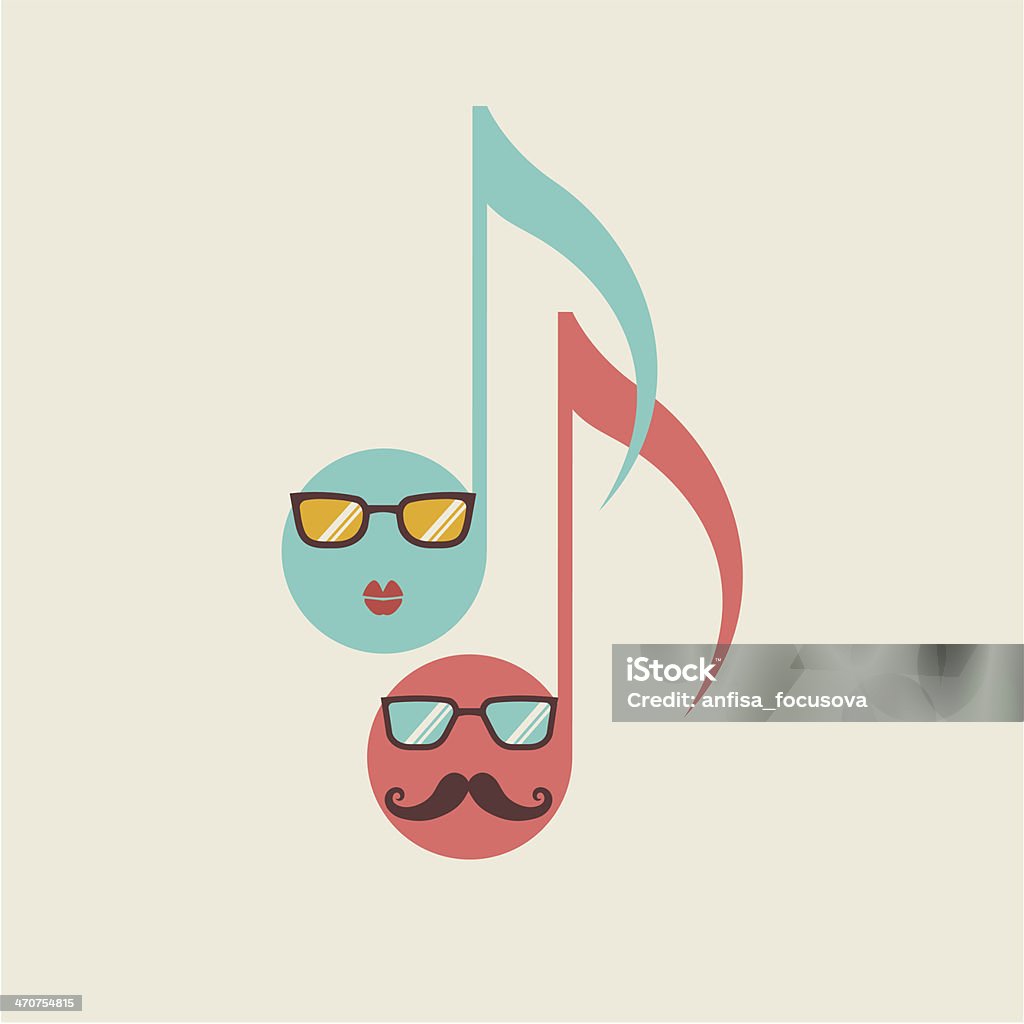 Icône de musique avec des notes de hipster - clipart vectoriel de Abstrait libre de droits