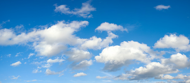 Panorama sky with cloud on a sunny day. Beautiful cirrus cloud.