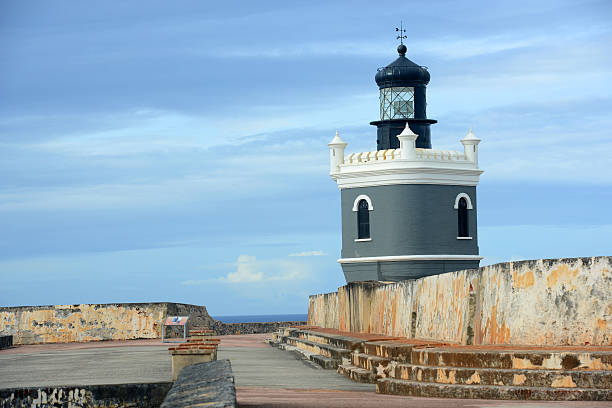 Capilla del Cementerio Santa María and Castillo San Felipe del Morro in Old San Juan Puerto Rico on a Sunny Mid-Afternoon