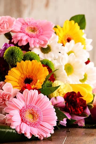 istock Composition with bouquet of flowers 470758626