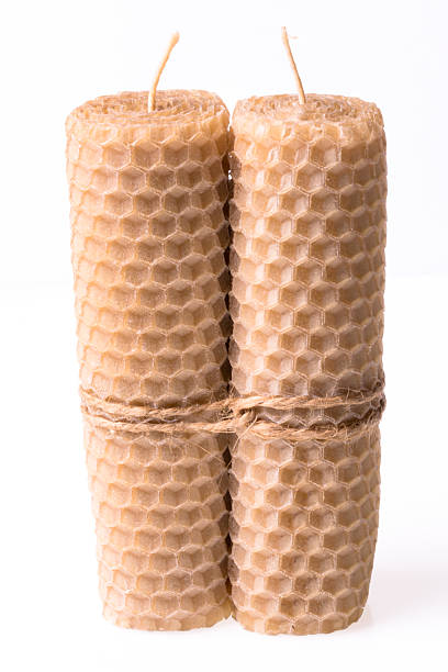 istock Candle made of bee wax on white background 470760002
