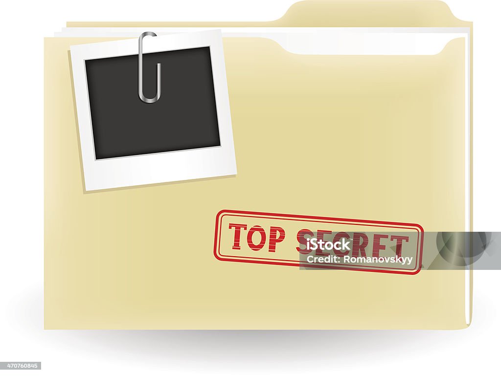 secret file The secret files, closed yellow folder with stamp and photo on the white background Confidential stock vector