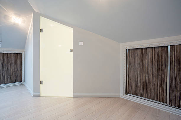 istock Glass door in the attic 470761070