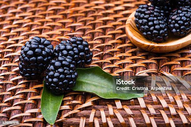 Blackberry On Wicker Background Stock Photo - Download Image Now - 2015, Berry Fruit, Blackberry - Fruit