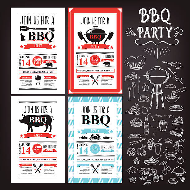 Barbecue party invitation. Barbecue party invitation. barbecue meal stock illustrations