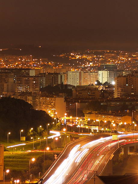 istock Lisbon Cityscape with Traffic Blur 470761860