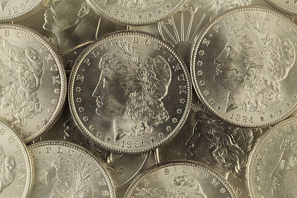 istock Old Silver coins from United States 470765934