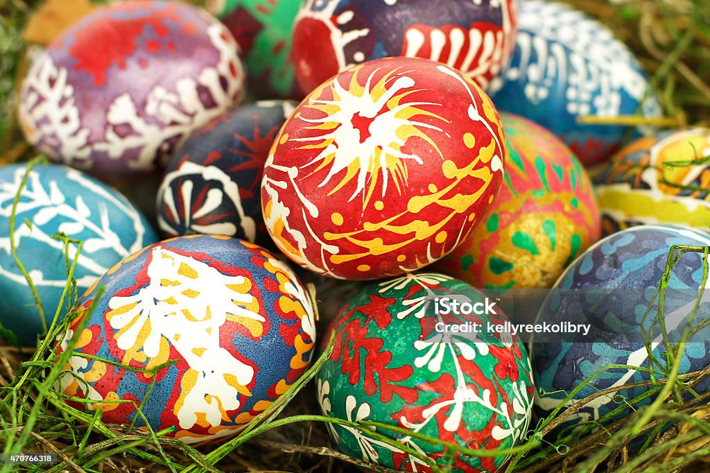 Painted Easter eggs close-up 2015 Stock Photo