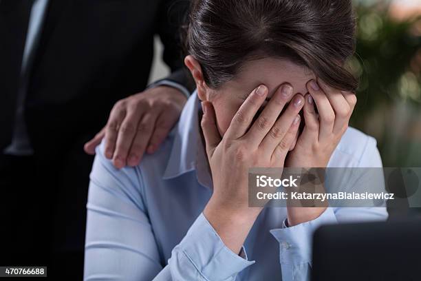 Woman Crying In The Office Stock Photo - Download Image Now - 2015, Adult, Bullying