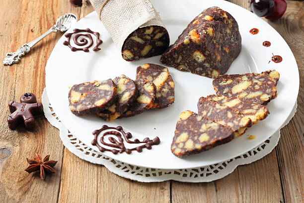 istock chocolate sausage with decorations 470768222
