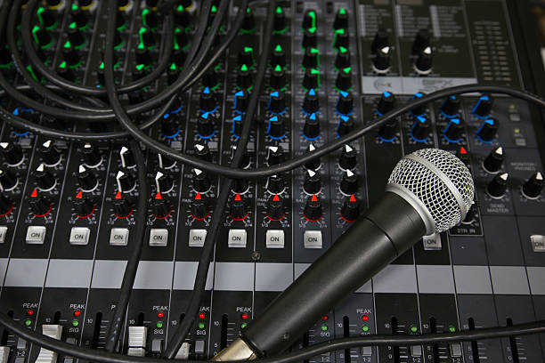 istock Hand on a Mixing Desk Fader in Television Gallery 470774090