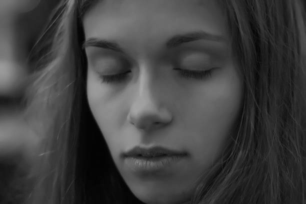 istock Beautiful girl with closed eyes 470775068