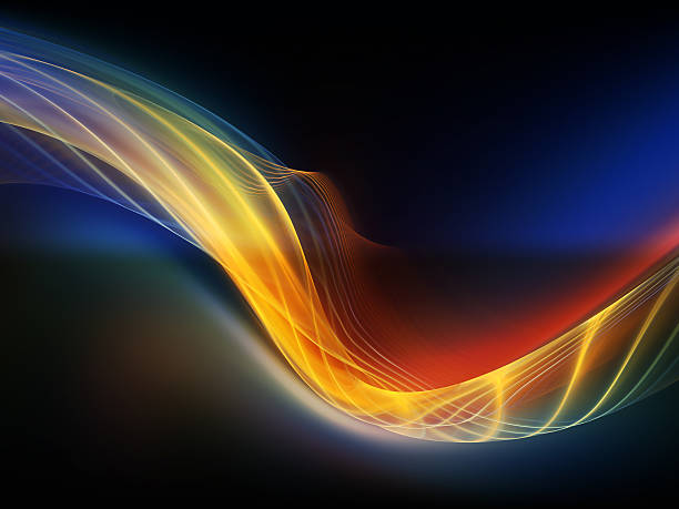 istock Colorful fractal waves on blue and black background 470776243
