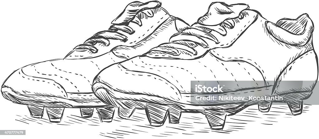 vector sketch illustration - football boots Soccer Shoe stock vector