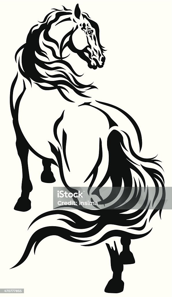 horse tattoo horse tattoo black and white illustration Horse stock vector