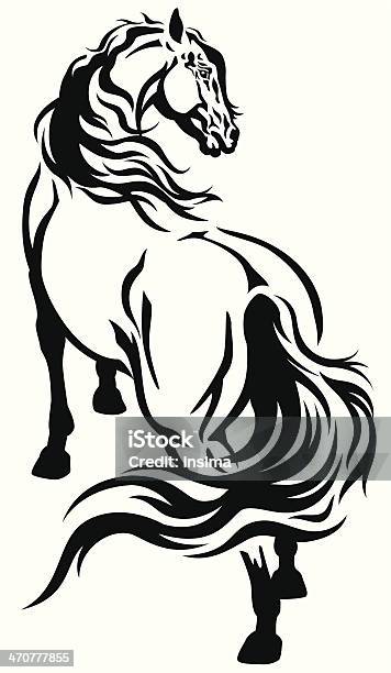 Horse Tattoo Stock Illustration - Download Image Now - Horse, Animals In The Wild, Black And White