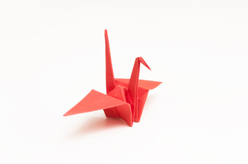 close up of origami crane