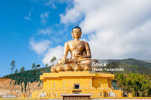 Buddha Statue Under Blue Sky Thimphu Bhutan Stock Photo - Download Image Now - Buddha, Thimphu, Bhutan