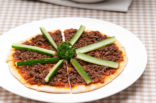 istock Turkish beef pizza with cucumber on top 470779843