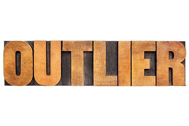 outlier word - statistics concept - isolated text in vintage letterpress wood type