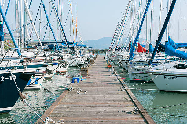 Balaton port with sailing ships in Badacsony