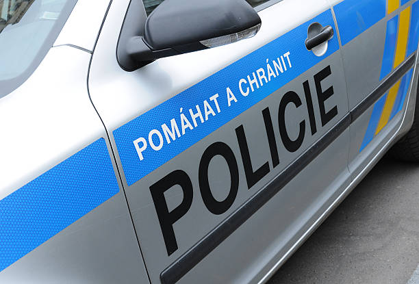 Czech Police Staged photo with Czech police. czech republic stock pictures, royalty-free photos & images