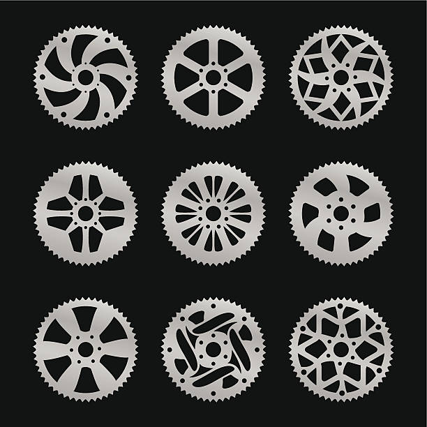 Rear sprockets Vector pack of nine bike  rear sprocket chainring stock illustrations