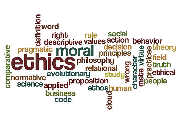 ethics moral philosophy background ethics moral philosophy word cloud concept on white code of ethics stock pictures, royalty-free photos & images