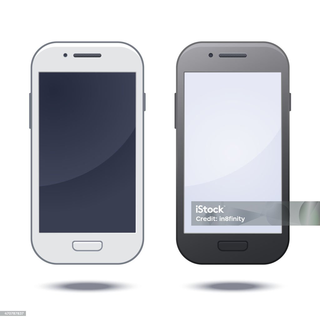 Realistyczne czarny telefon komórkowy z pustego ekranu - Grafika wektorowa royalty-free (Bez ludzi)