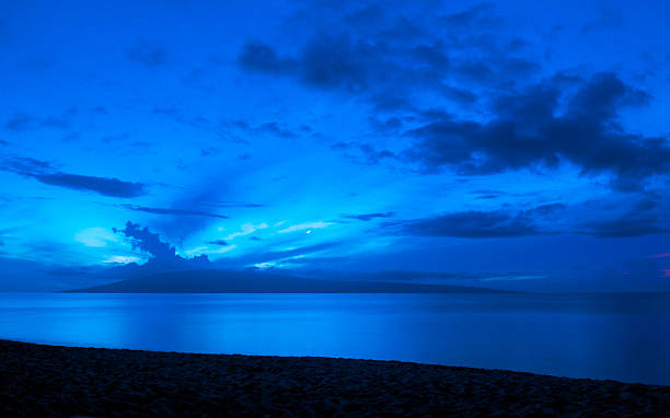 Amazing sunrise over the Pacific Ocean, Maui, Hawaii stock photo